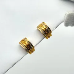 美品 Dior CDロゴ ラインストーン イヤリング フープ ゴールド クリスチャン ディオール Christian ヴィンテージ