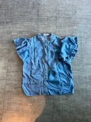 日本 ヴィンテージ Colony ピンターカルy2k 달천カル フェアリー フリル デニムブラウス