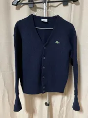 ラコステ ネイビーカーディガン（ウール100%）