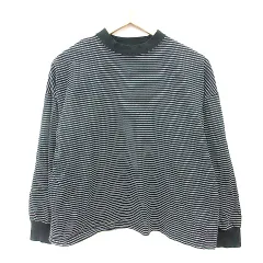 コーエン coen カットソー ハイネック ボーダー 長袖 M 黒 ブラック /MN