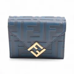 美品 FENDI/フェンディ FFダイヤモンド レザー コンパクトウォレット 8M0480 三つ折り財布 【中古】