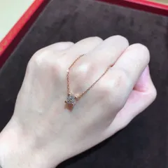 1粒ストーン キラキラ ローズゴールド ネックレス 上品 高級感