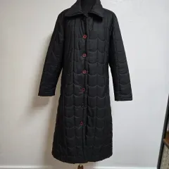 黒 キルティング ロング コート