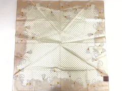 未使用　セリーヌ　CELINE　ハンカチ　マカダム　ベージュ系　約57.5cm×57.5cm　YZ-881　送料無料