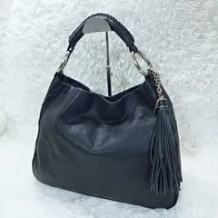 サザビー SAZABY レザー タッセル ワンハンドル ハンドバッグ ブラック 2536721e20251203