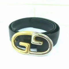 GUCCI グッチ ブラック レザー ベルト Gロゴ　イタリア製