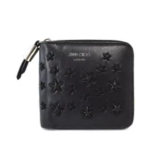 ジミーチュウ JIMMY CHOO 二つ折り財布 ラウンドファスナー スタッズ レザー 黒 ブラック ☆AA★のサムネイル