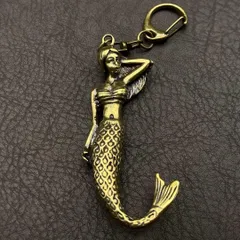 真鍮 キーホルダー キーリング ヴィンテージ ビンテージ アンティーク レトロ 真鍮製 縁起物 ハンドメイド ペンダントトップ 置物 チャーム 人魚 姫 103