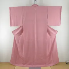 色無地 くすみピンク色 袷 広衿 花菱紋 地紋入り パールトーン加工入り 正絹 仕立て上がり 身丈161cm