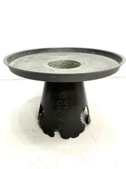 貴重　薄端　池坊　花器　青銅　ブロンズ　唐銅　真鍮　ヴィンテージ　アンティーク　レトロ A9226C10