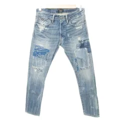 ポロ ラルフローレン POLO RALPH LAUREN SULLIVAN SLIM サリバン スリム パッチワーク デニム ジーンズ ダメージ加工 薄手 28×30 約Sサイズ 青 ブルー