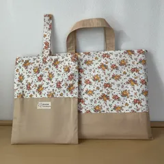 入園入学2点セット　ハンドメイド　女の子　レッスンバッグ　シューズケース　花柄