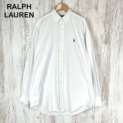 90s RALPH LAUREN ラルフローレン ポニーロゴ刺繍 YARMOUTH ヤーマス 無地 BD ボタンダウン 長袖 オックスフォードシャツ ホワイト Lサイズ