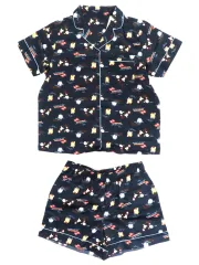 【中古】衣料雑貨 総柄 ちいかわたちの夏休み サテンパジャマ(半袖＆ショートパンツ) ネイビー 女性用Mサイズ 「ちいかわ なんか小さくてかわいいやつ×GU」のサムネイル
