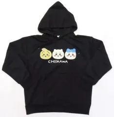 【中古】アウターウェア ちいかわ＆ハチワレ＆うさぎ プルパーカー ブラック Mサイズ 「ちいかわ なんか小さくてかわいいやつ×しまむら」