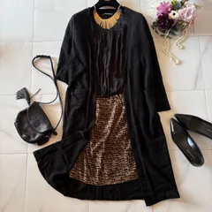 【2点セット】UNTITLE ワンピース　JOUR MERVEILLE カシミヤ　ロングカーディガン　秋冬　コーディネート　柄　ドッキング