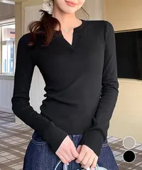 長袖Tシャツ レディース Vネック 無地