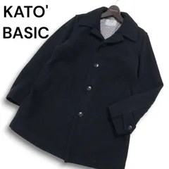KATO' BASIC カトー 秋冬★ メルトン ウール ステンカラーコート Sz.S メンズ 紺 ネイビーのサムネイル