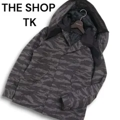 THE SHOP TK タケオキクチ 秋冬★ タイガーカモ ウール フーディー 中綿 ジャケット コート Sz.M メンズ 灰 グレー