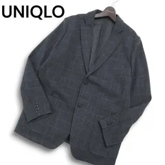UNIQLO ユニクロ 秋冬★ ウィンドウペン チェック コンフォート テーラード ジャケット Sz.XL メンズ グレー 大きいサイズ