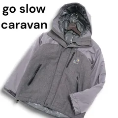go slow caravan ゴースローキャラバン 秋冬 ウール★ ロゴ 切替 中綿 マウンテン パーカー ジャケット Sz.3 メンズ グレー