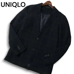 UNIQLO ユニクロ 秋冬 ウール100％★ ブラックウォッチ チェック テーラード ジャケット Sz.M メンズ 紺 ネイビー
