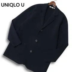 UNIQLO U ユニクロ ユー ルメール 秋冬 ウール★ ミラノ リブ ニット テーラード ジャケット Sz.L メンズ 紺 ネイビー