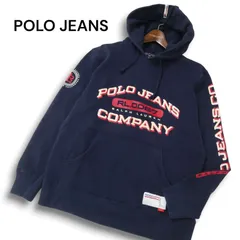 POLO JEANS COMPANY ラルフローレン 秋冬 ロゴ プリント★ スウェット 裏起毛 プルオーバー パーカー Sz.M メンズ ネイビー
