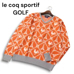 【美品】le coq sportif GOLF ルコック スポルティフ ゴルフ ウール★ ノルディック柄 Vネック セーター ニット Sz.L メンズ