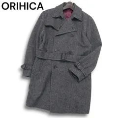 ORIHICA オリヒカ 秋冬★ ウール ツイード ヘリンボーン トレンチ コート Sz.M メンズ ビジカジ