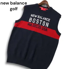 new balance golf ニューバランス ゴルフ 秋冬 ウール混★ ロゴ ニット ベスト Sz.5 メンズ 紺 ネイビー
