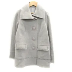 ルゥデルゥ Rew de Rew ステンカラーコート ミドル丈 刺繍 ウール アンゴラ混 38 グレー /HO31