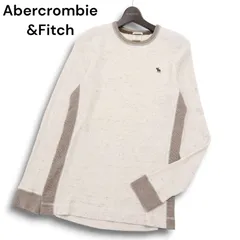 Abercrombie&Fitch アバクロンビー＆フィッチ トナカイ刺繍★ 長袖 ネップ ワッフル Tシャツ カットソー Sz.S メンズ