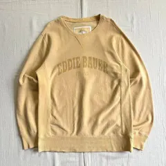 00s　archive　アーカイブ古着　Eddie Bauer　エディーバウアー　アーチロゴプリント　前Vガゼット　サイドリブ　スウェット　トレーナー　イエローベージュ　アウトドア　C-BOY　Y2K　arch logo print sweat shirt