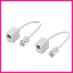 RJ45-RJ11変換アダプタ RJ45‐RJ11変換コネクタ イーサネットアダプター RJ45 8P8C オス to RJ11 6P4Cメス M/Fケーブル 8極8芯-6極4芯（2パック ホワイト）