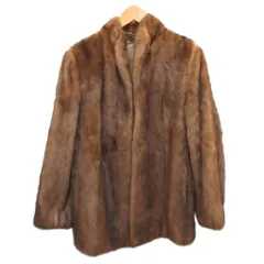 ミンクファー 毛皮コート ジャケット ミドル丈 茶 ブラウン 13 約M