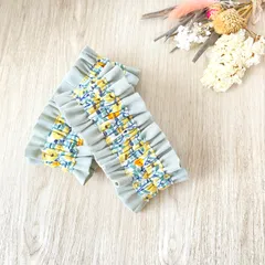 ハンドメイド アームバンド アームカバー 小花柄 グリーン