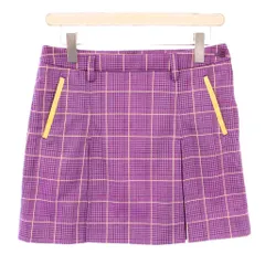 アディダス adidas ゴルフウェア 台形スカート ミニ丈 ストレッチ チェック柄 ロゴ M 紫 パープル /BB