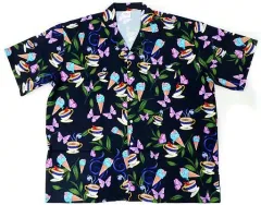 【中古】ポロシャツ・ワークシャツ 可可＆恋＆マルガレーテ アロハ風シャツ ブラック フリーサイズ 「ラブライブ!スーパースター!! Liella! 4th LoveLive! Tour ～brand new Sparkle～」