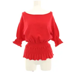 グレースコンチネンタル GRACE CONTINENTAL フレアディテールニットトップ カットソー 五分袖  36 赤 レッド /HN