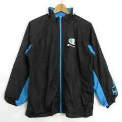 チャンピオン ウィンドブレーカー アウター スポーツウエア キッズ 男の子用 160サイズ 黒×水色 Champion 【中古】