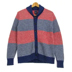 ギャップキッズ カーディガン トップス ショールカラー ボーダー柄 キッズ 男の子用 XXL(14-16)サイズ 紺×赤 GAP KIDS 【中古】