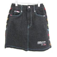 エンジェルブルー スカート ボトムス デニム フリル キッズ 女の子用 S(140)サイズ ブラック ANGEL BLUE 【中古】