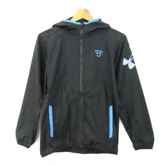 アンダーアーマー パーカー トップス ウィンドブレーカー スポーツウエア キッズ 男の子用 YXLサイズ 黒×ブルー UNDER ARMOUR 【中古】