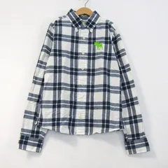 アバクロンビー 長袖シャツ トップス ボタンダウン チェック柄 キッズ 男の子用 XLサイズ 紺×白 ABERCROMBIE 【中古】
