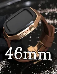 ブラックローズ　ブラウン　新型モデル　高機能モデル　ワンタッチ　アップルウォッチ　カスタム　ケース　カバー　メタル　ラバーバンド　ベルト　スクリューレス設計