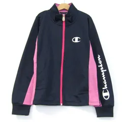 チャンピオン ジャージ ジャケット アウター スポーツウエア キッズ 女の子用 150サイズ 紺×ピンク Champion 【中古】