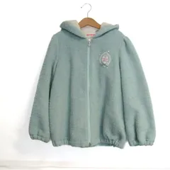 メゾピアノ パーカー トップス ジップアップ 裏ボア キッズ 女の子用 140サイズ グリーン Mezzo Piano 【中古】