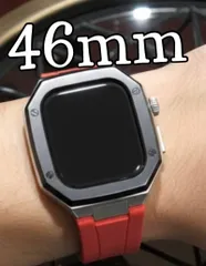 ブラックレッド　新型モデル　高機能モデル　ワンタッチ　アップルウォッチ　カスタム　ケース　カバー　メタル　ラバーバンド　ベルト　スクリューレス設計