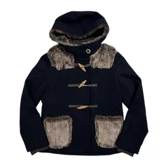 FRAPBOIS フラボア 裏チェック フード付き ファーデザイン ショート ダッフルコート サイズ 1 /ネイビー/レディース